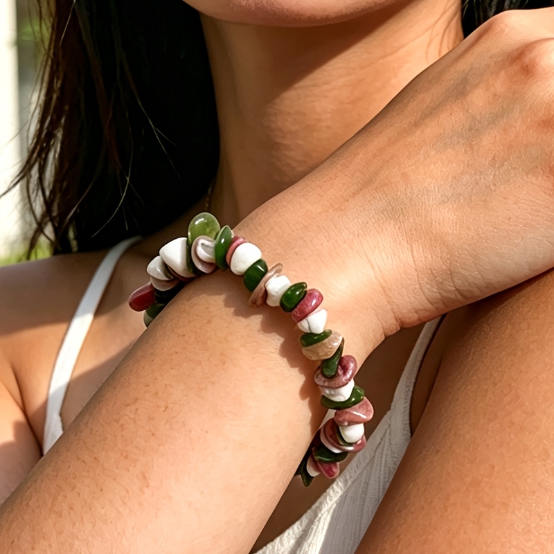 Irregular Crystal Bracelet, Vibrant Crushed Stone Design